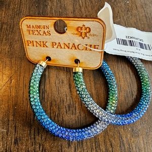 Pink Panache NWT blue ombre rhinestone hoop earrings